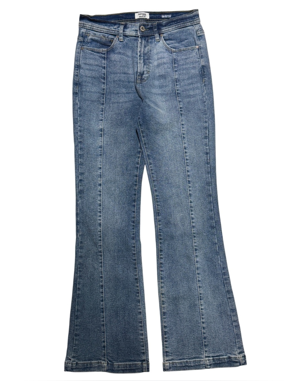 {Kensie} "The Savannah High Rise Flare" Blue Pintuck Bootcut Jeans WJ209